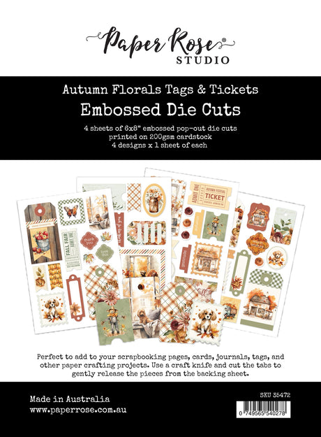 Autumn Florals Tags & Tickets Embossed Die Cuts 35472 - Paper Rose Studio