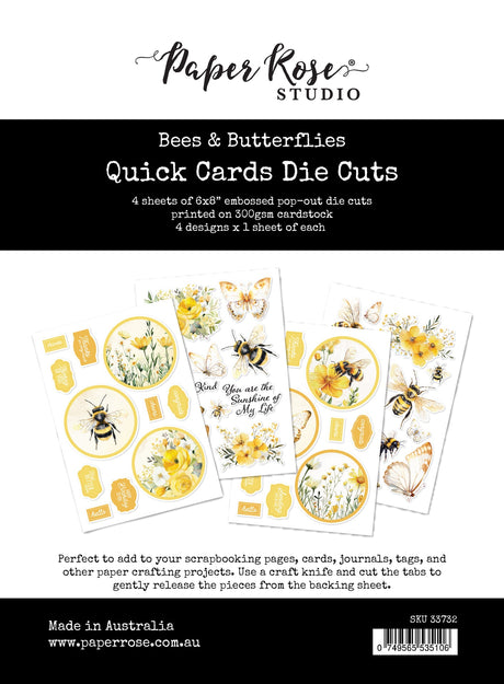 Bees & Butterflies 6x8" Quick Cards Die Cuts 33732 - Paper Rose Studio