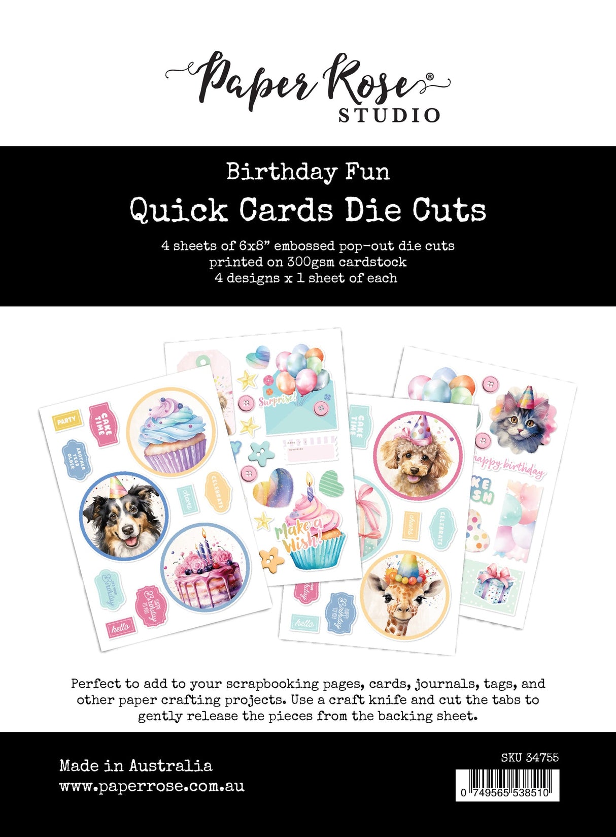 Birthday Fun 6x8" Quick Cards Die Cuts 34755 - Paper Rose Studio