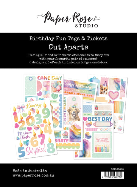 Birthday Fun Tags & Tickets Cut Aparts Paper Pack 33315 - Paper Rose Studio