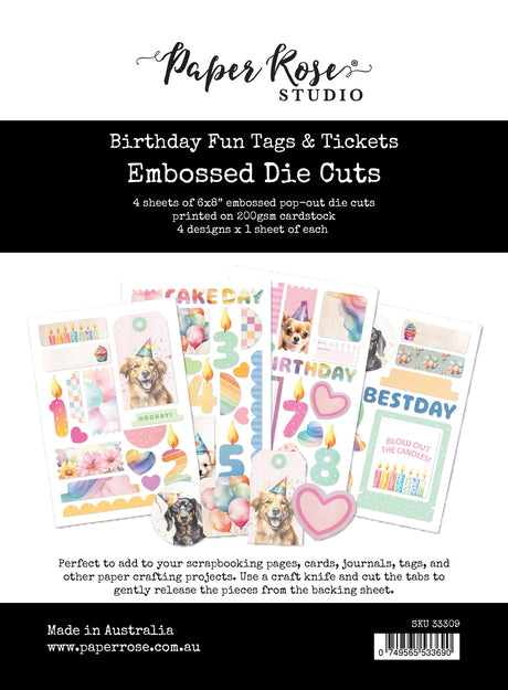 Birthday Fun Tags & Tickets Embossed Die Cuts 33309 - Paper Rose Studio