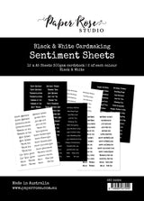 Black & White Cardmaking Sentiment Sheets 6x8" 12pc 34584 - Paper Rose Studio