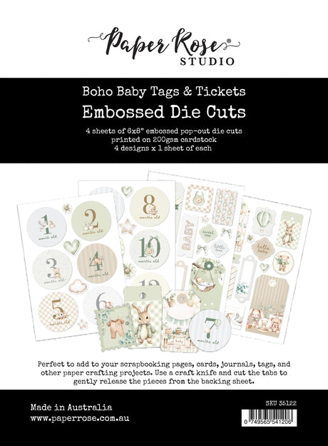 Boho Baby Basics Tags & Tickets Embossed Die Cuts 35122 - Paper Rose Studio