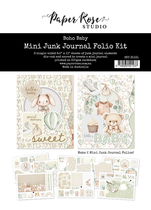 Boho Baby 8.5" x 11" Mini Junk Journal Folio Kit 35131 - Paper Rose Studio