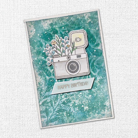 Vintage Floral Camera & Record Player Clear Stamp 34470 - Paper Rose Studio
