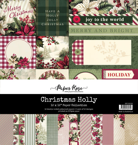 Christmas Holly 12x12 Paper Collection 35118 - Paper Rose Studio