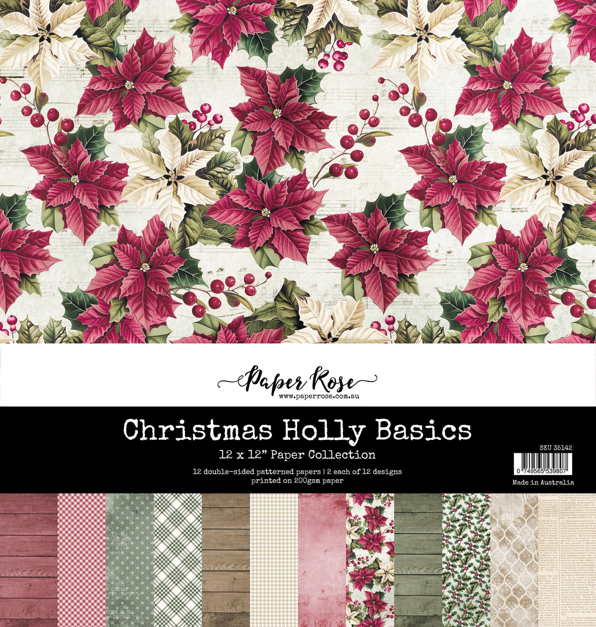 Christmas Holly Basics 12x12 Paper Collection 35142 - Paper Rose Studio
