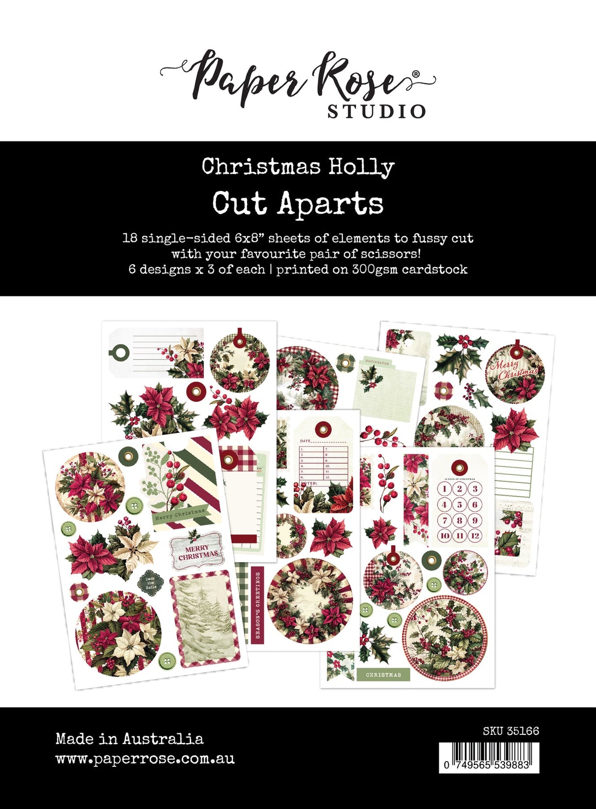 Christmas Holly Cut Aparts Paper Pack 35166 - Paper Rose Studio