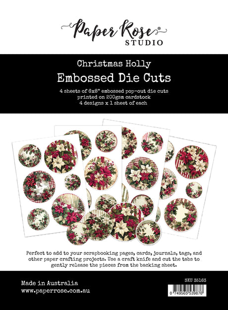 Christmas Holly Embossed Die Cuts 35163 - Paper Rose Studio