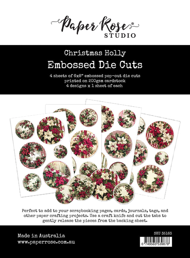 Christmas Holly Embossed Die Cuts 35163 - Paper Rose Studio