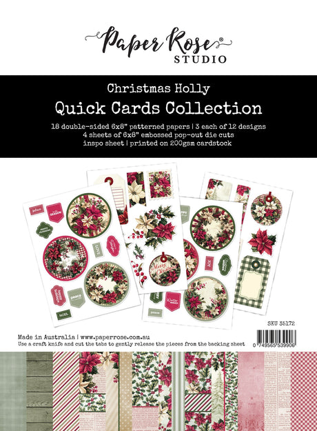 Christmas Holly 6x8" Quick Cards Collection 35172 - Paper Rose Studio
