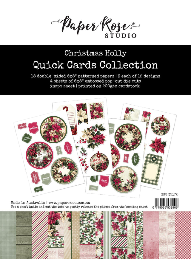 Christmas Holly 6x8" Quick Cards Collection 35172 - Paper Rose Studio