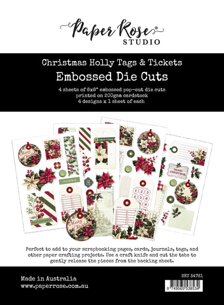 Christmas Holly Tags & Tickets Embossed Die Cuts 35169 - Paper Rose Studio