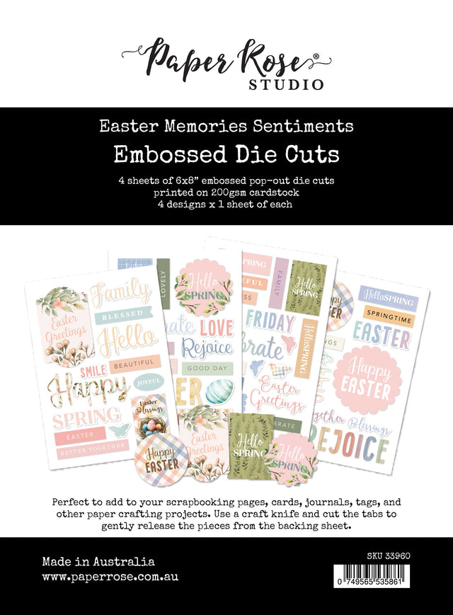 Easter Memories Sentiment Embossed Die Cuts 33960 - Paper Rose Studio