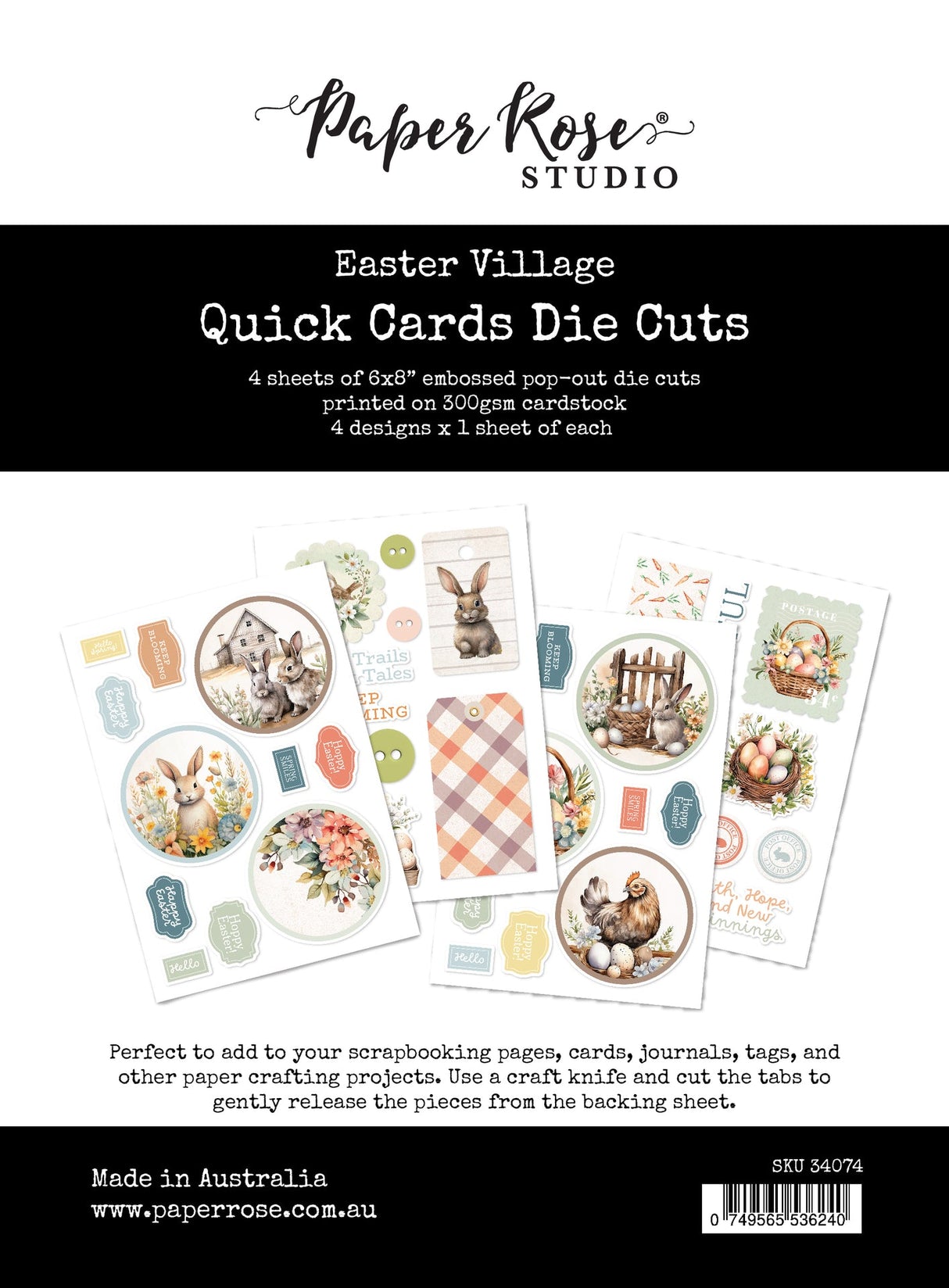 Easter Village 6x8" Quick Cards Die Cuts 34074 - Paper Rose Studio