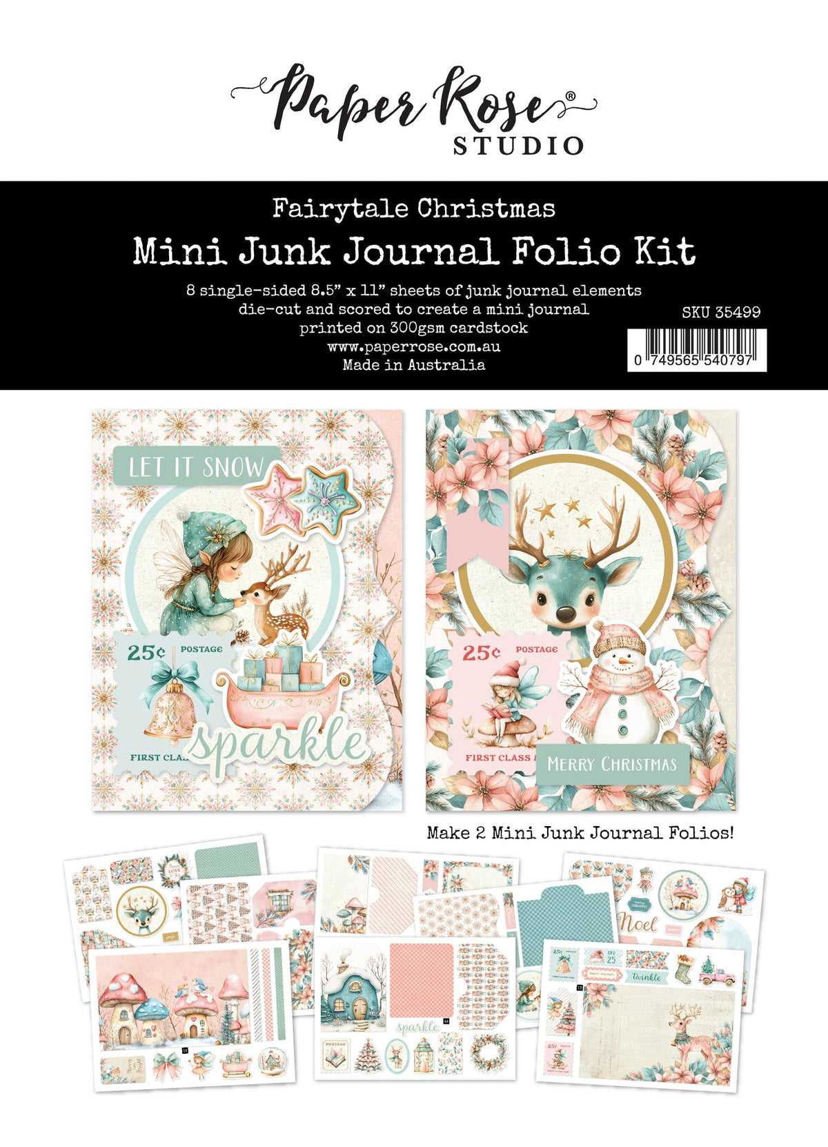Fairytale Christmas 8.5" x 11" Mini Junk Journal Folio Kit 35499 - Paper Rose Studio