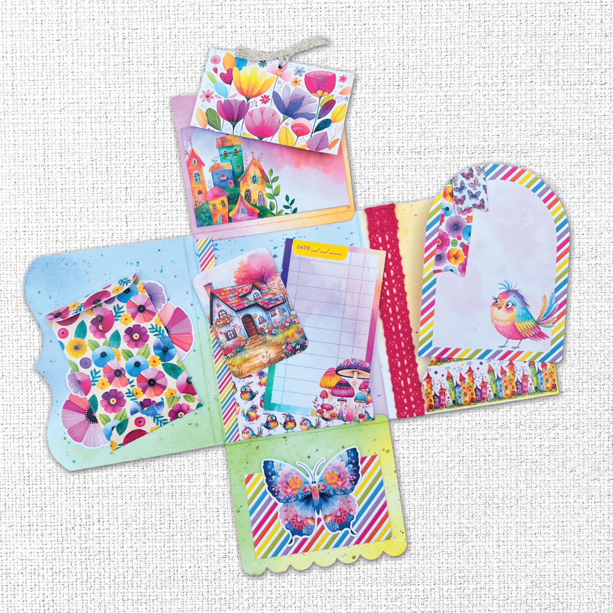Rainbow Village 8.5" x 11" Mini Junk Journal Folio Kit 35361 - Paper Rose Studio