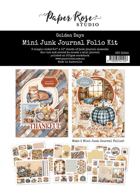 Golden Days 8.5" x 11" Mini Junk Journal Folio Kit 35344 - Paper Rose Studio