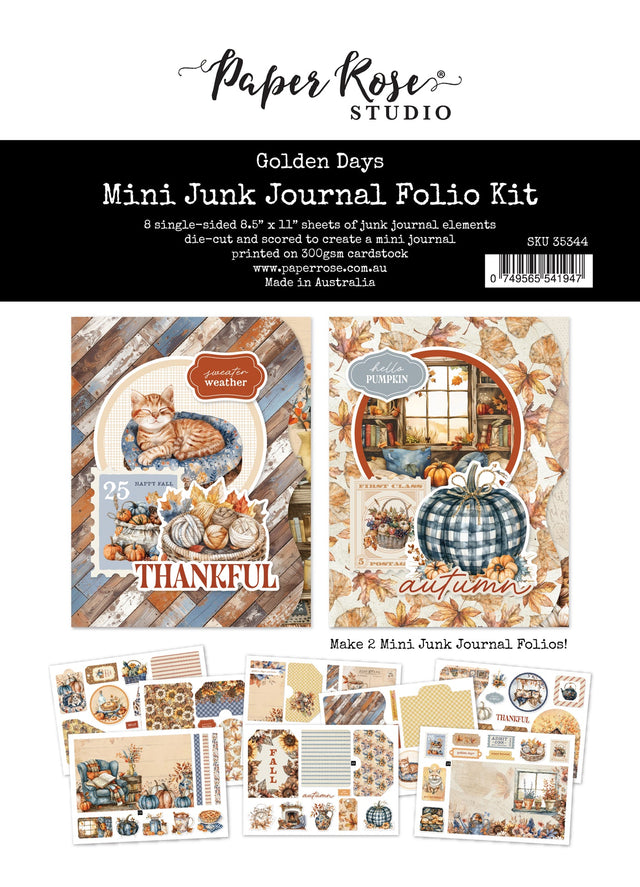 Golden Days 8.5" x 11" Mini Junk Journal Folio Kit 35344 - Paper Rose Studio