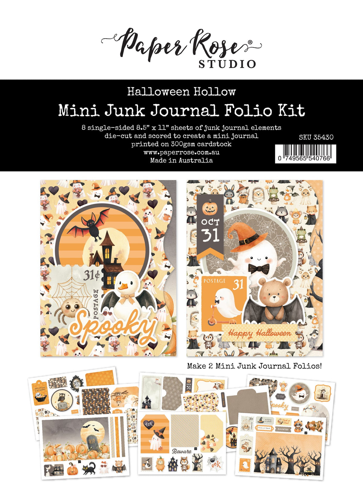 Halloween Hollow 8.5x11" Mini Junk Journal Folio Kit 35430 – Paper Rose USA