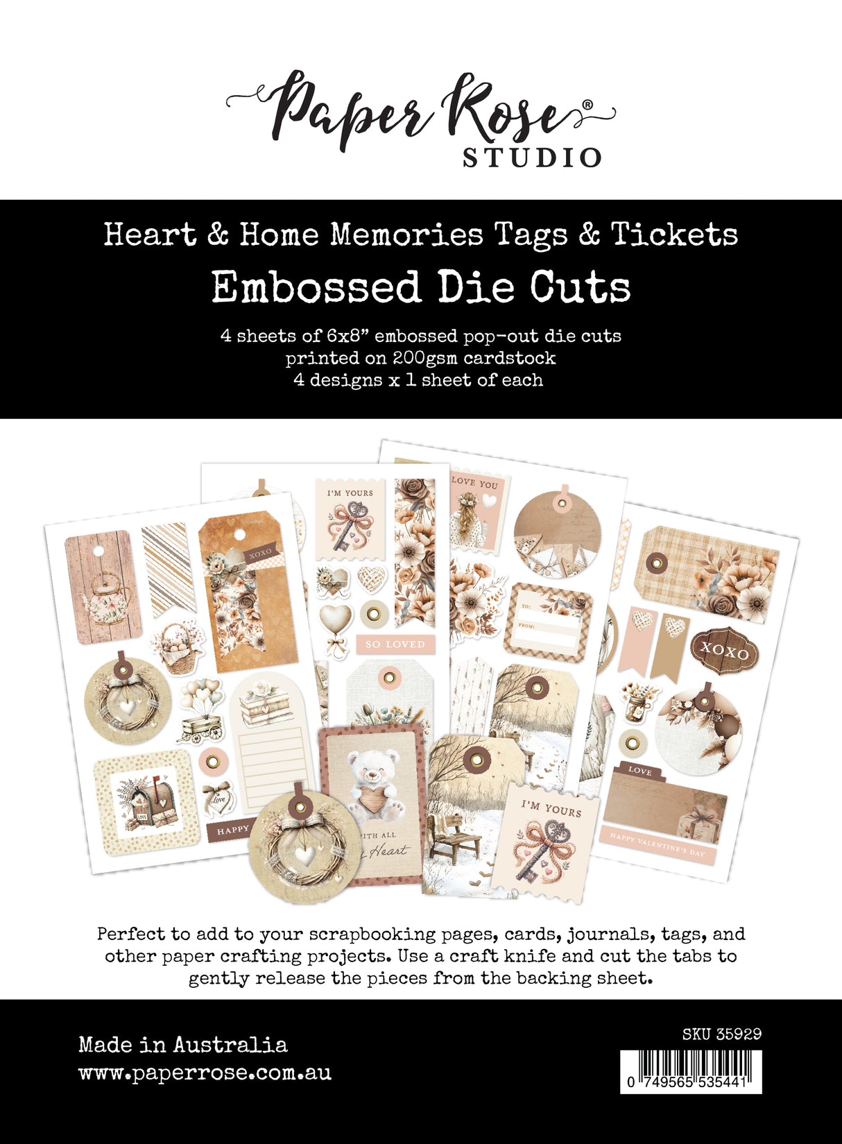 Heart & Home Memories 6x8 Tags & Tickets Embossed Die Cuts 35929