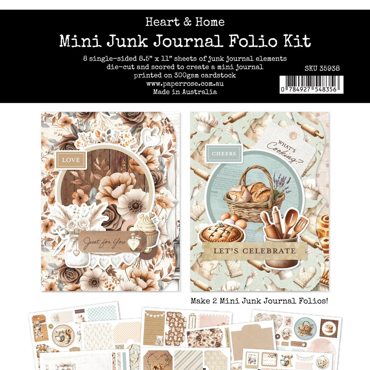 Heart & Home 8.5x11" Mini Junk Journal Folio Kit 35938 – Paper Rose USA