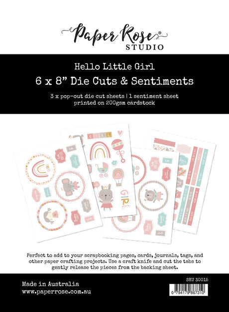 Hello Little Girl 6x8" Die Cuts & Sentiments 30015 - Paper Rose Studio