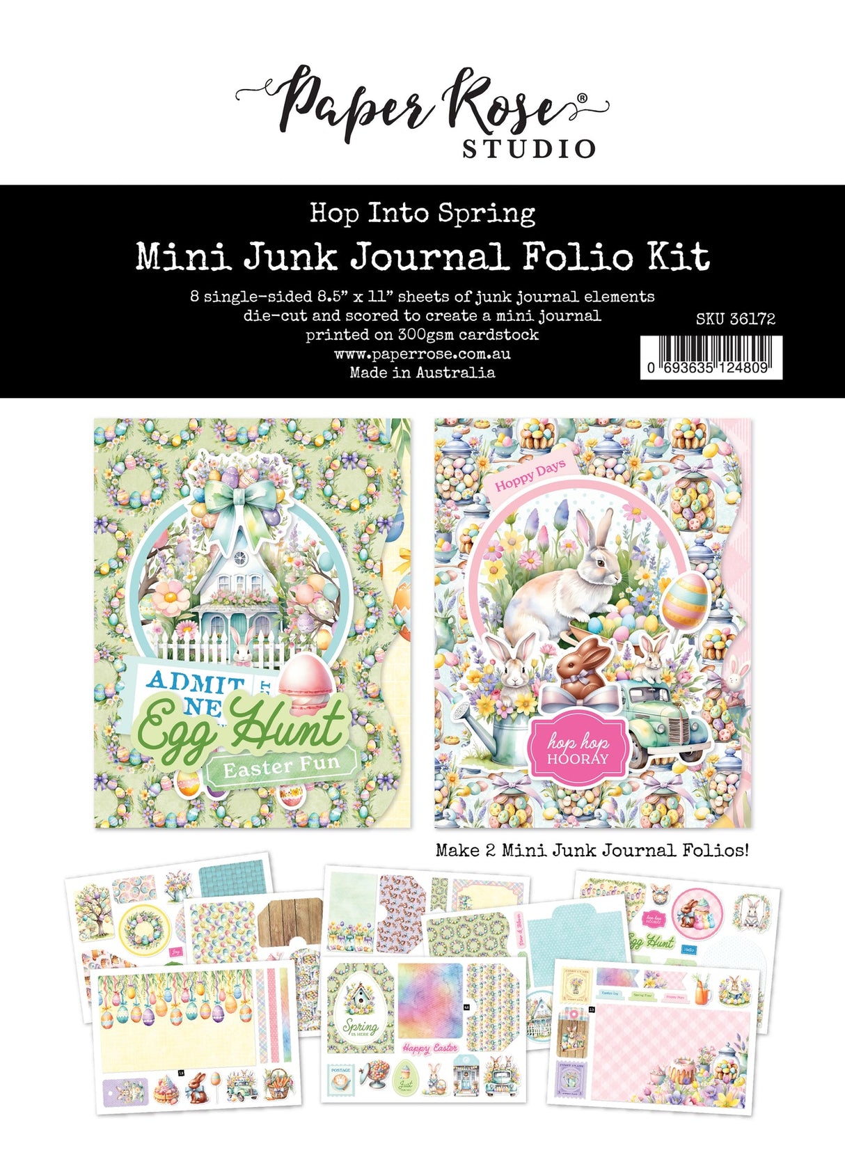 Hop Into Spring 8.5x11" Mini Junk Journal Folio Kit 36172 - Paper Rose Studio