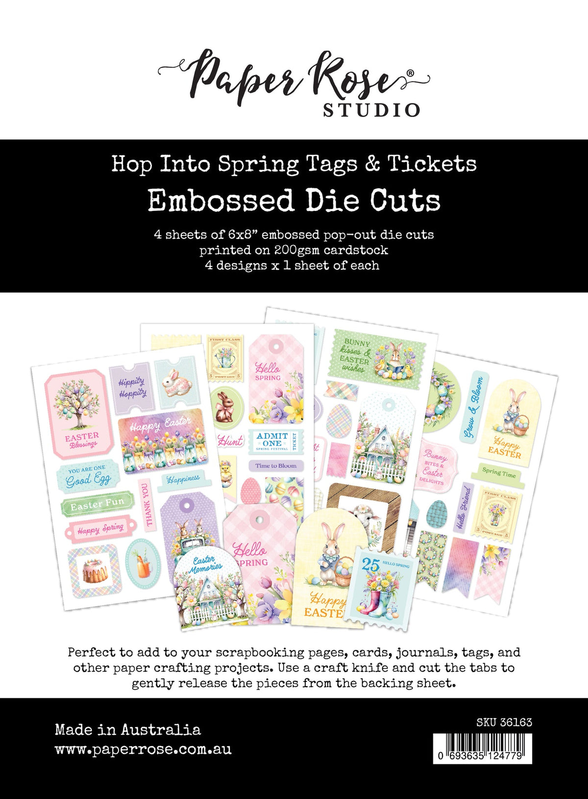 Hop Into Spring 6x8" Tags & Tickets Embossed Die Cuts 36163 - Paper Rose Studio