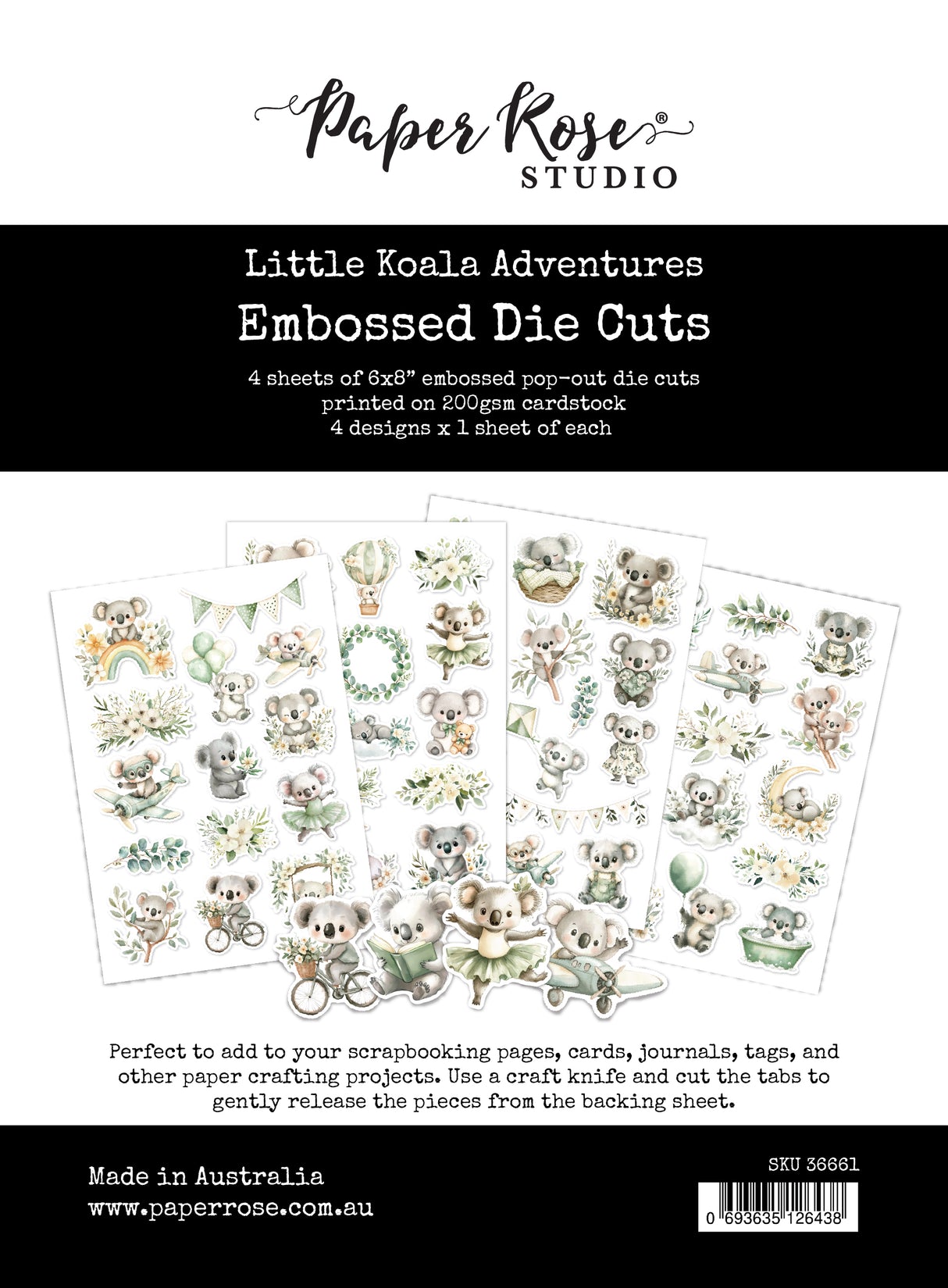 Little Koala Adventures 6 x 8" Embossed Die Cuts 36661
