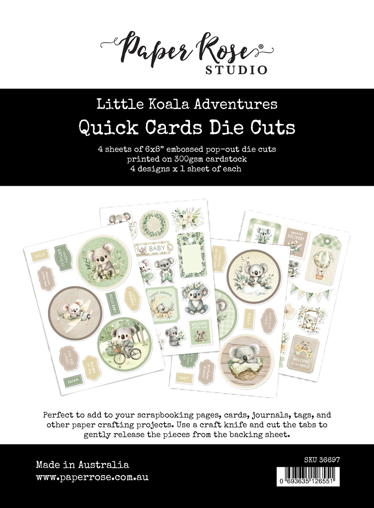 Little Koala Adventures 6x8" Quick Cards Die Cuts 36697