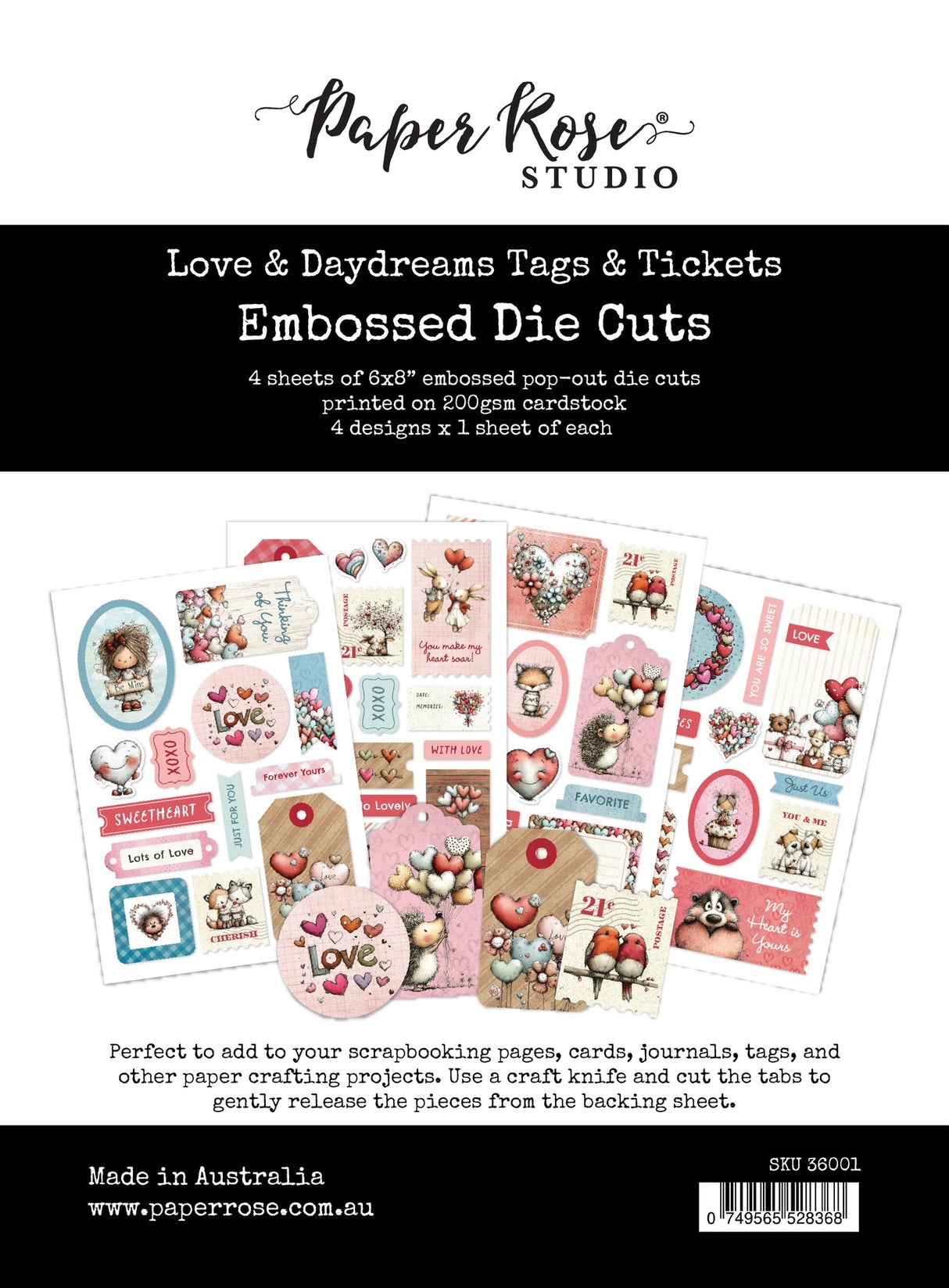 Love & Daydreams 6x8 Tags & Tickets Embossed Die Cuts 36001 - Paper Rose Studio