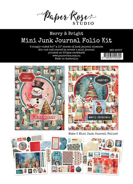 Merry and Bright 8.5" x 11" Mini Junk Journal Folio Kit 35707 - Paper Rose Studio