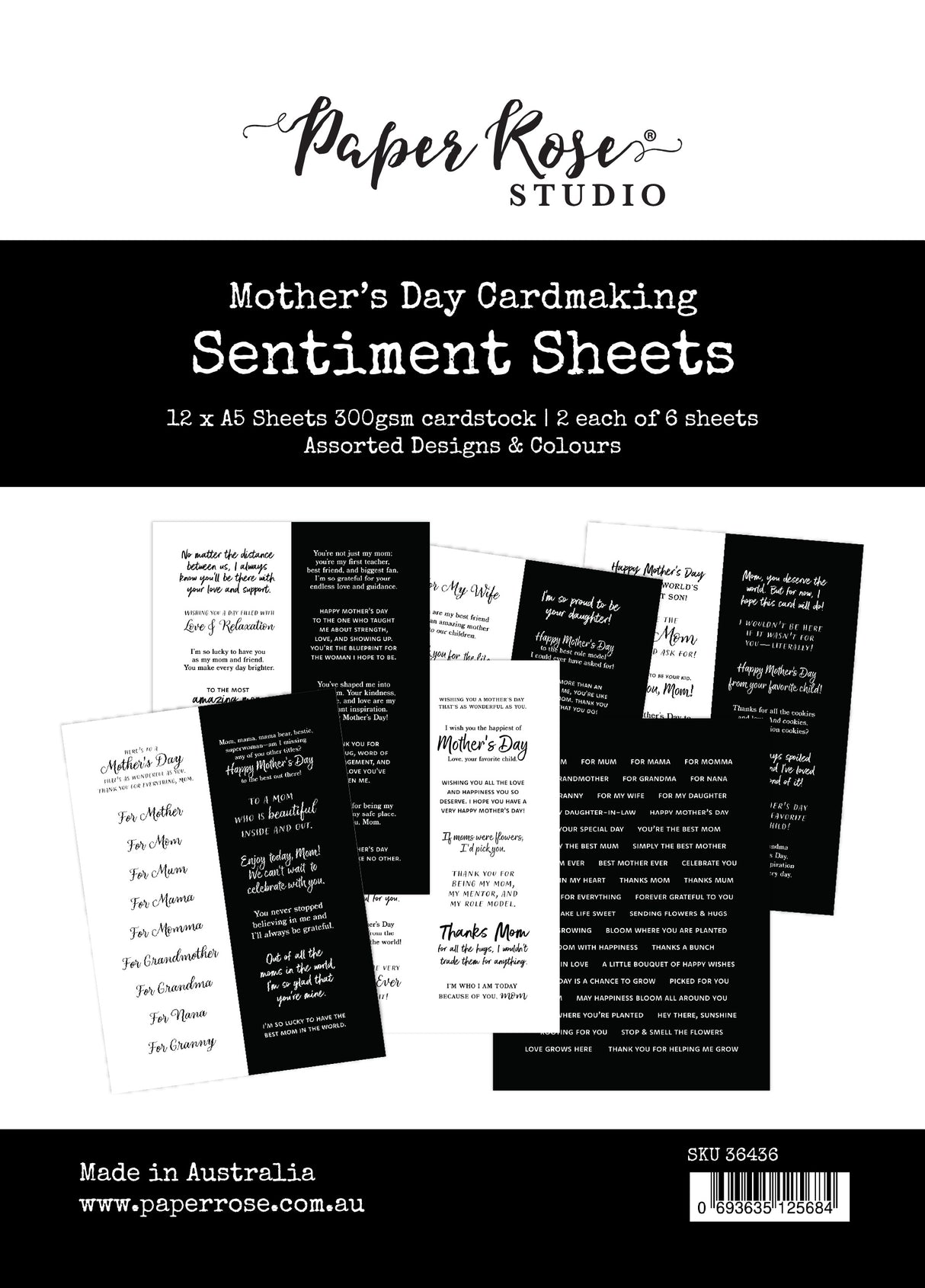 Mother's Day 6x8" Sentiment Sheets 36436