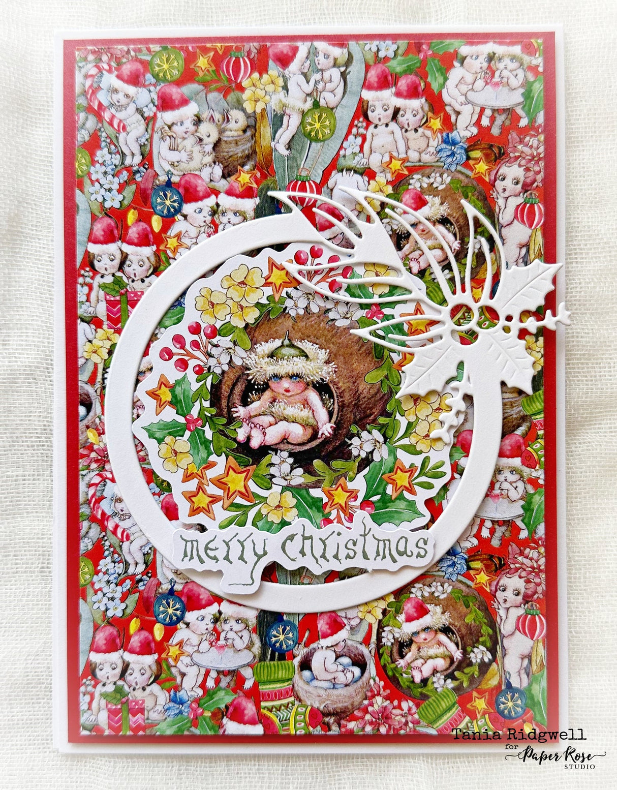 Aussie Christmas - Gum Leaves & Holly Circle Metal Cutting Die 27397 - Paper Rose Studio
