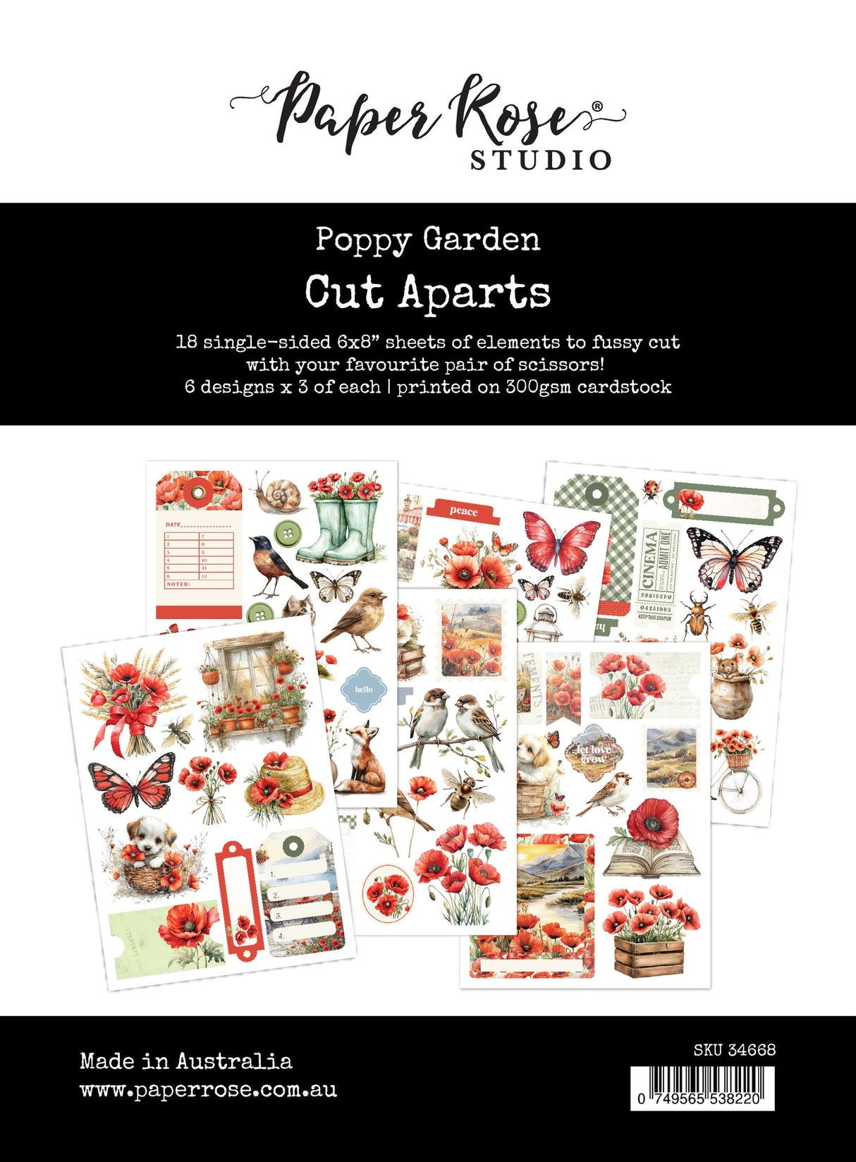 Poppy Garden Cut Aparts Paper Pack 34668 - Paper Rose Studio