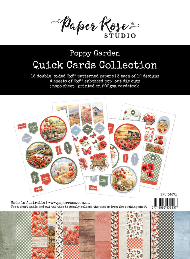 Poppy Garden 6x8" Quick Cards Collection 34671 - Paper Rose Studio