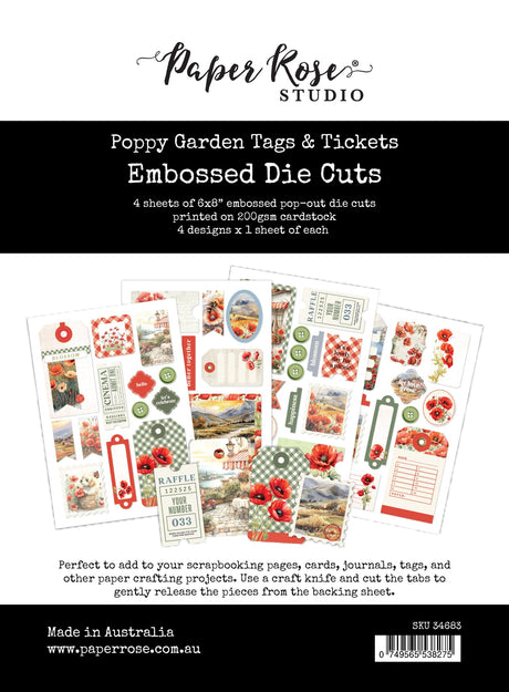 Poppy Garden Tags & Tickets Embossed Die Cuts 34683 - Paper Rose Studio