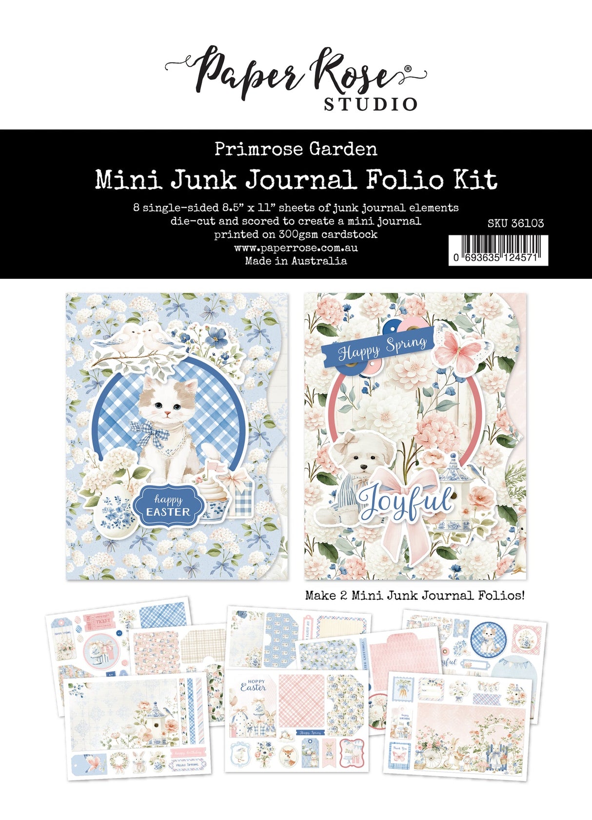Primrose Garden 8.5x11" Mini Junk Journal Folio Kit 36103 - Paper Rose Studio