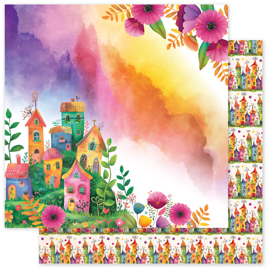 Rainbow Village Basics F 12x12 Paper (12pc Bulk Pack) 35340 - Paper Rose Studio
