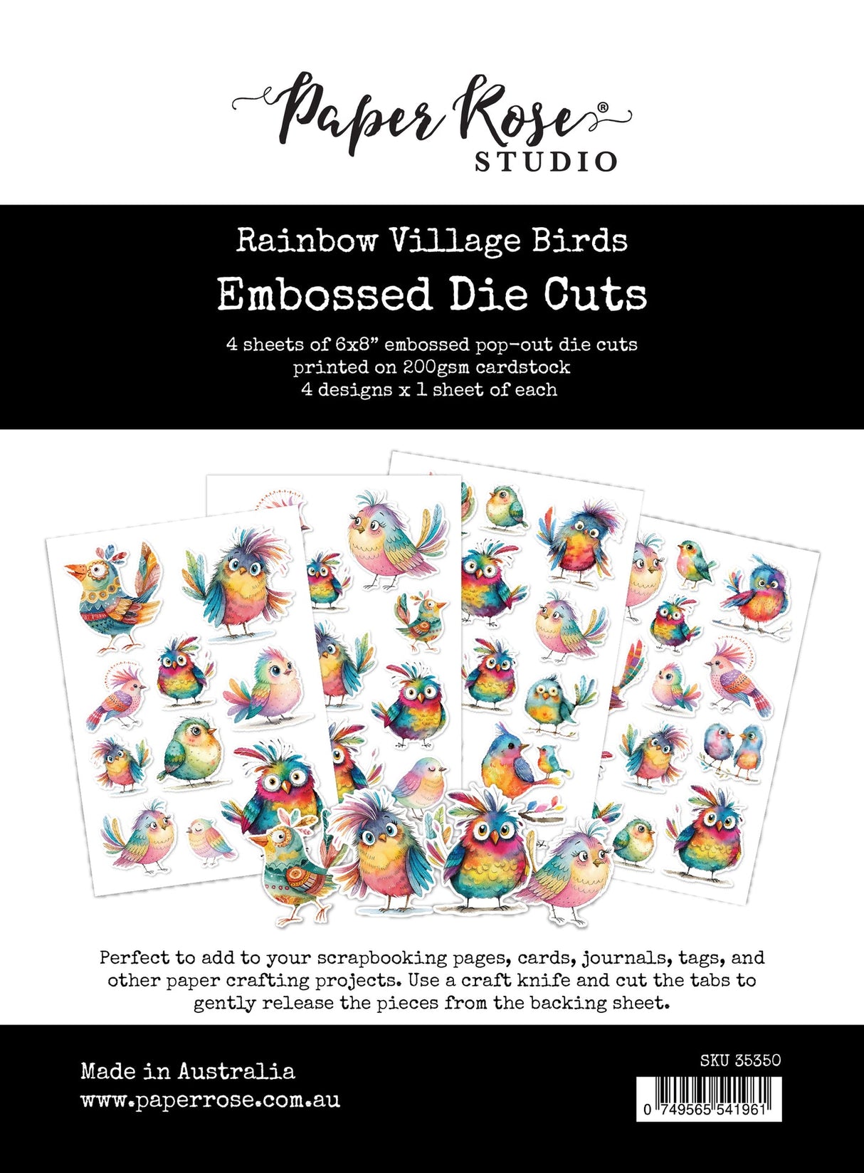 Rainbow Village Birds Embossed Die Cuts 35350 - Paper Rose Studio