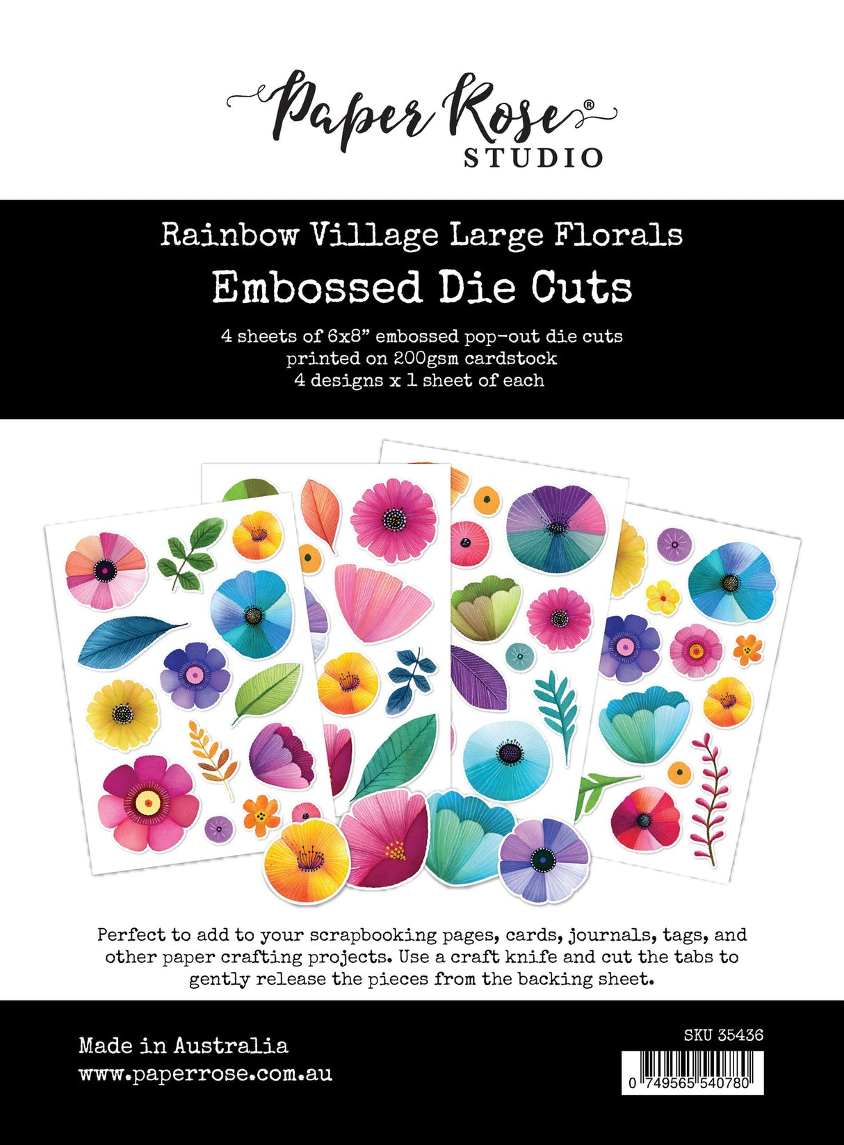 Rainbow Village Large Floral Embossed Die Cuts 35436 - Paper Rose Studio