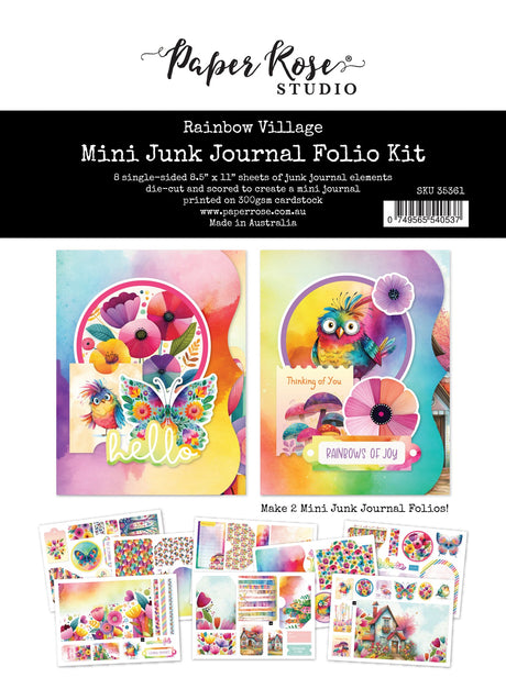 Rainbow Village 8.5" x 11" Mini Junk Journal Folio Kit 35361 - Paper Rose Studio