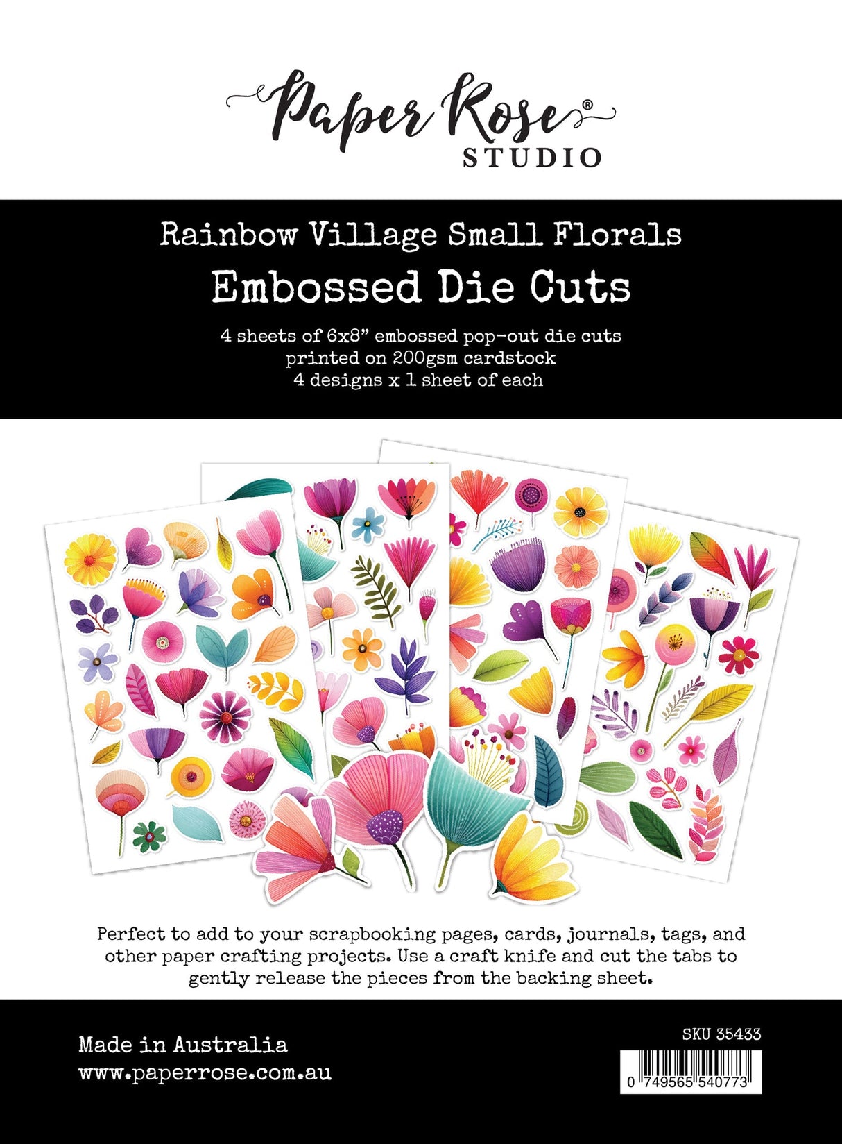 Rainbow Village Small Floral Embossed Die Cuts 35433 - Paper Rose Studio