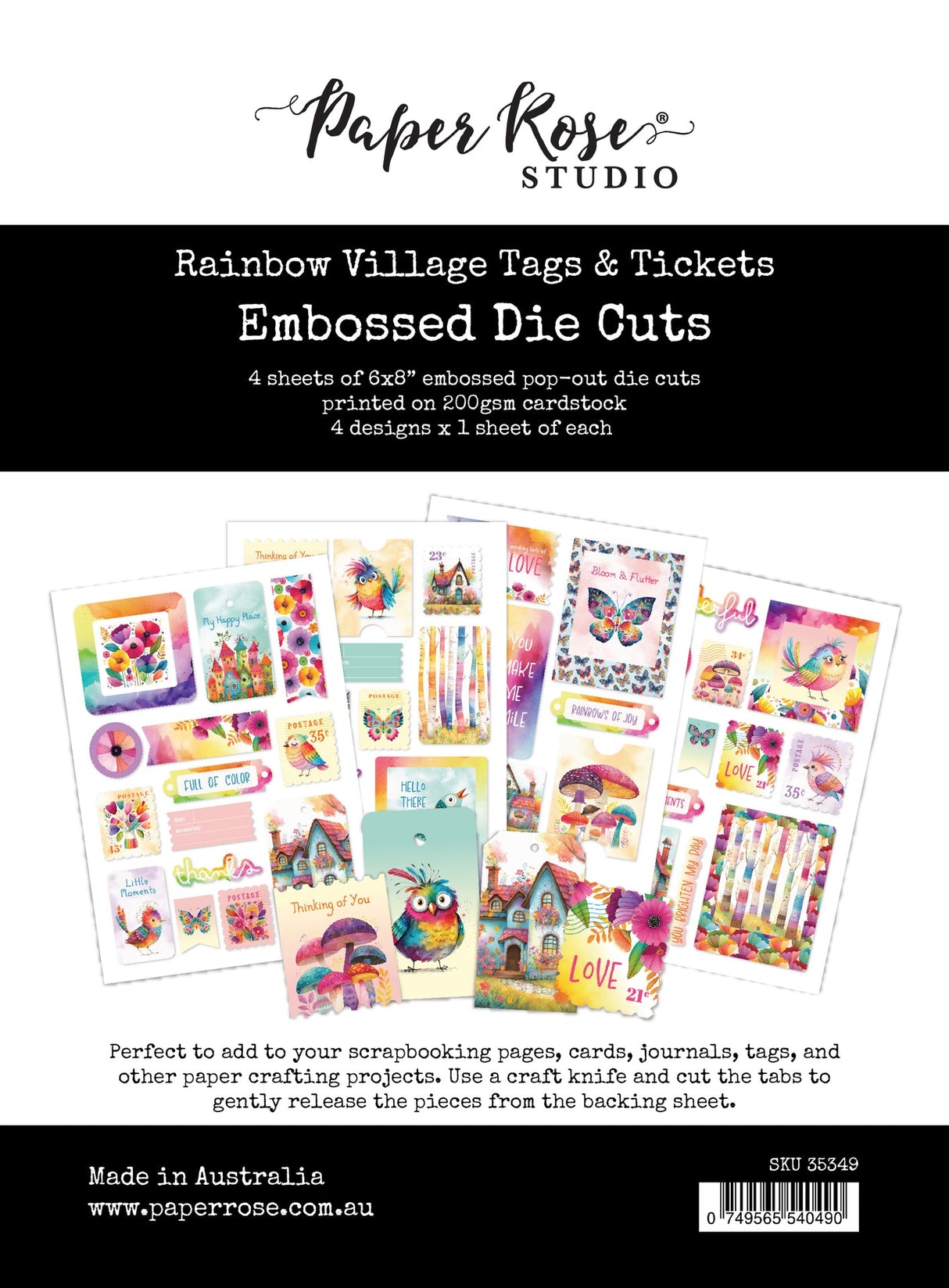 Rainbow Village Tags & Tickets Embossed Die Cuts 35349 - Paper Rose Studio