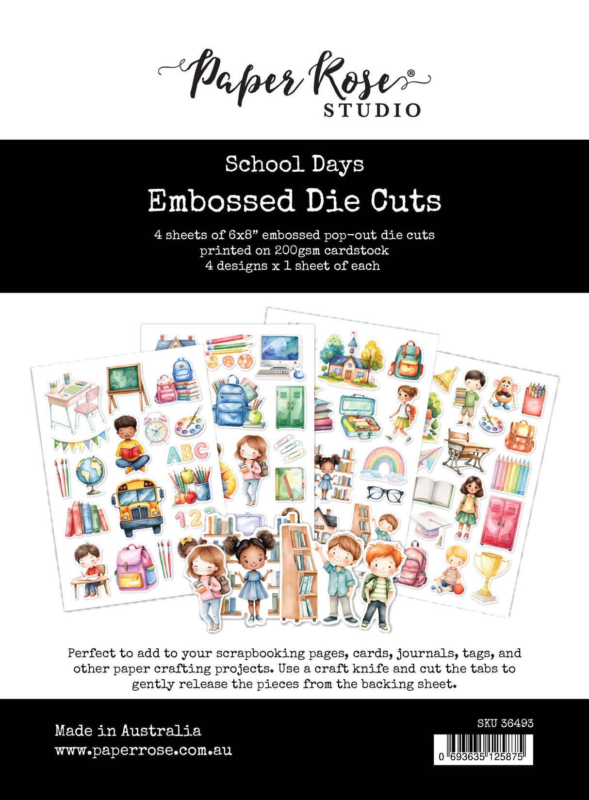 School Days 6 x 8" Embossed Die Cuts 36493
