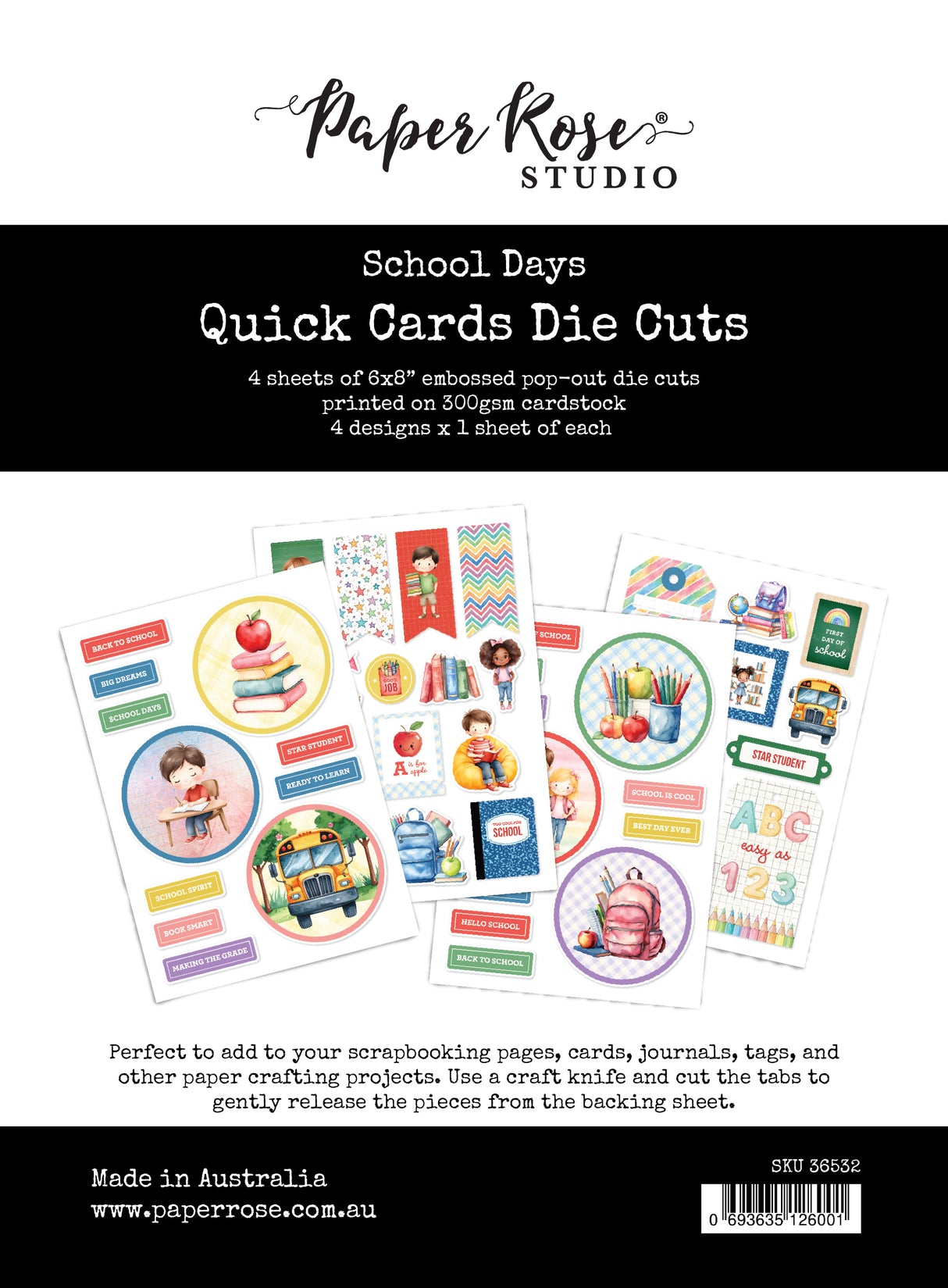 School Days 6x8" Quick Cards Die Cuts 36532