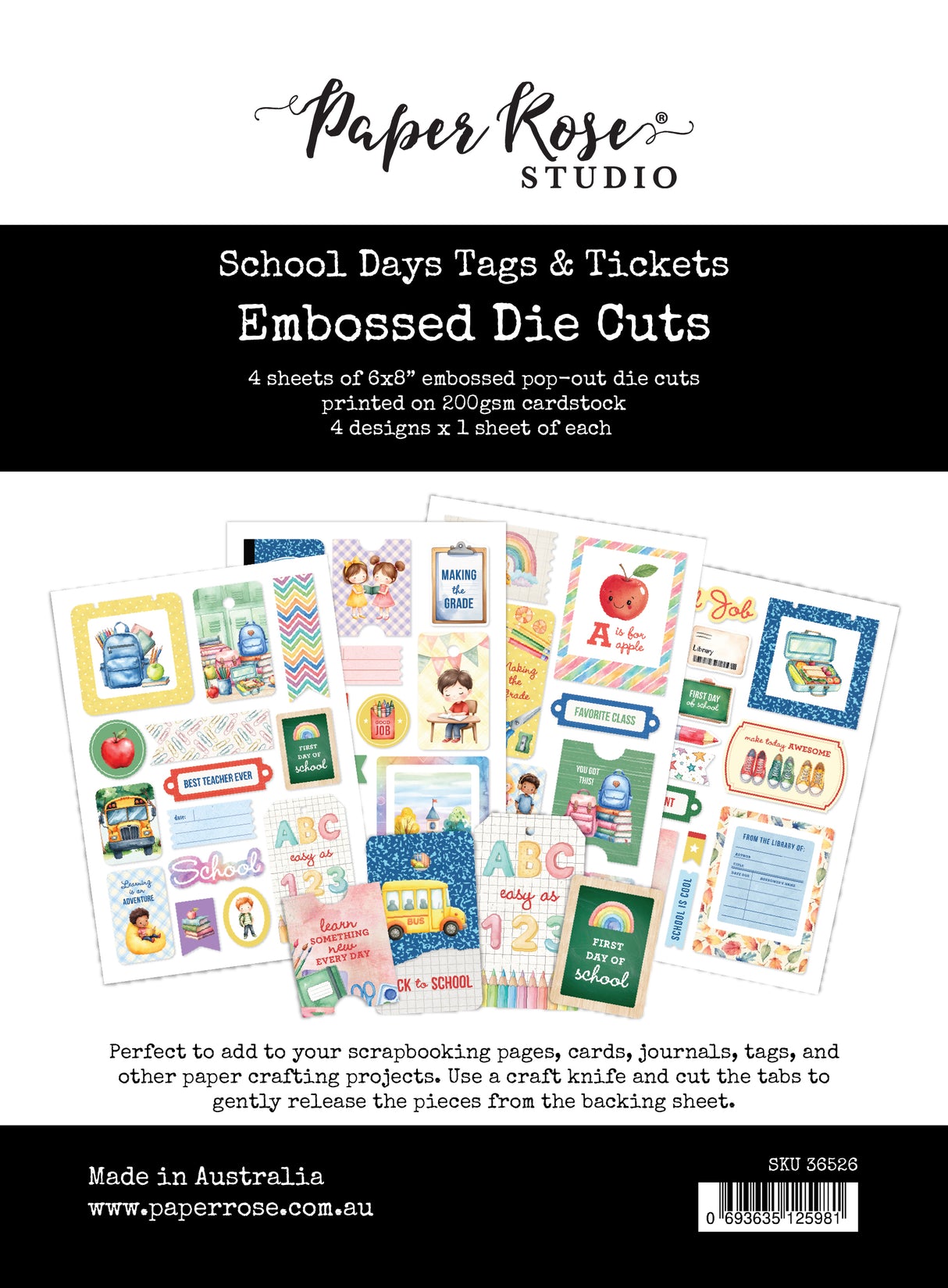 School Days 6x8" Tags & Tickets Embossed Die Cuts 36526