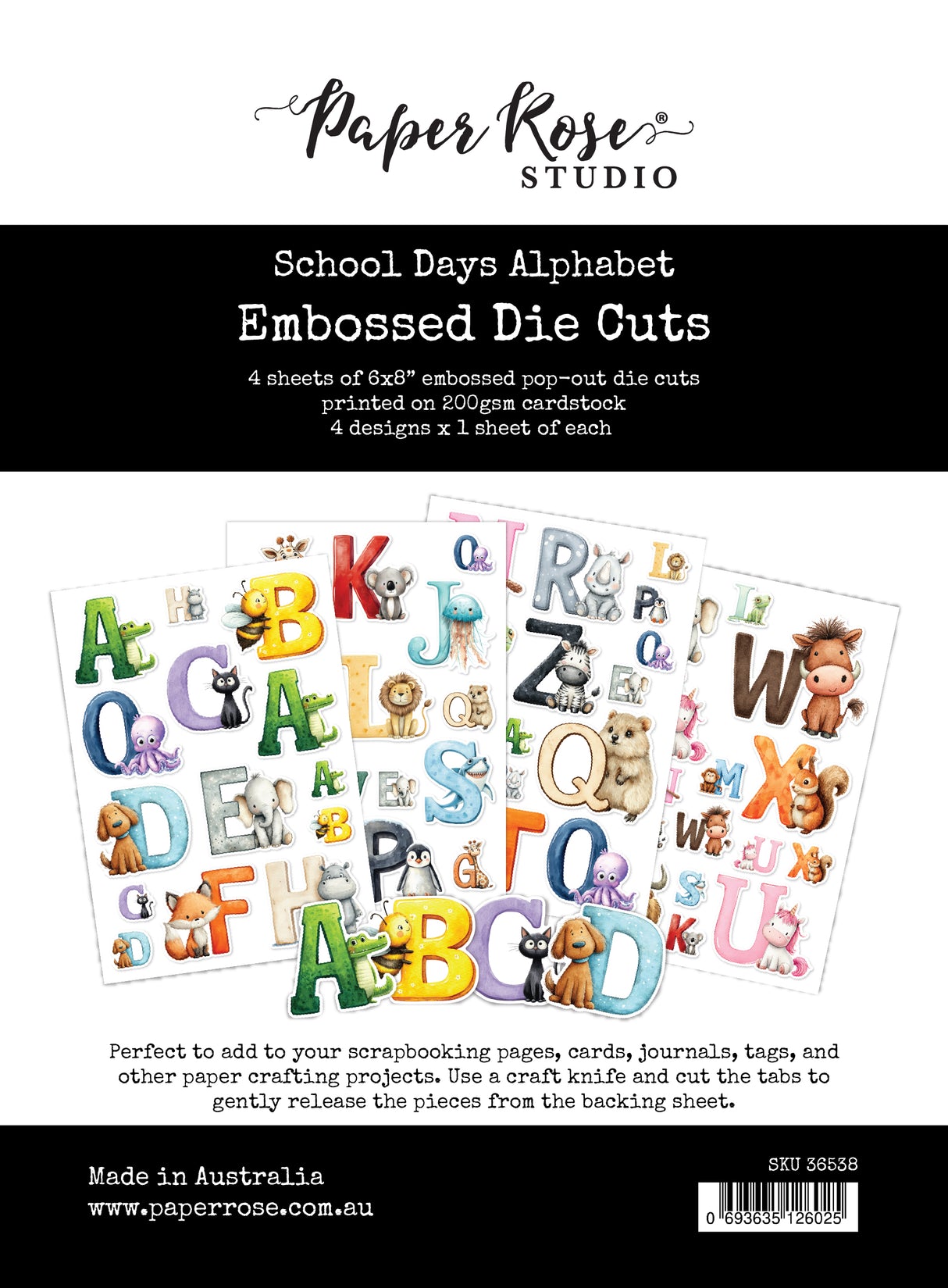 School Days Alphabet 6x8" Embossed Die Cuts 36538