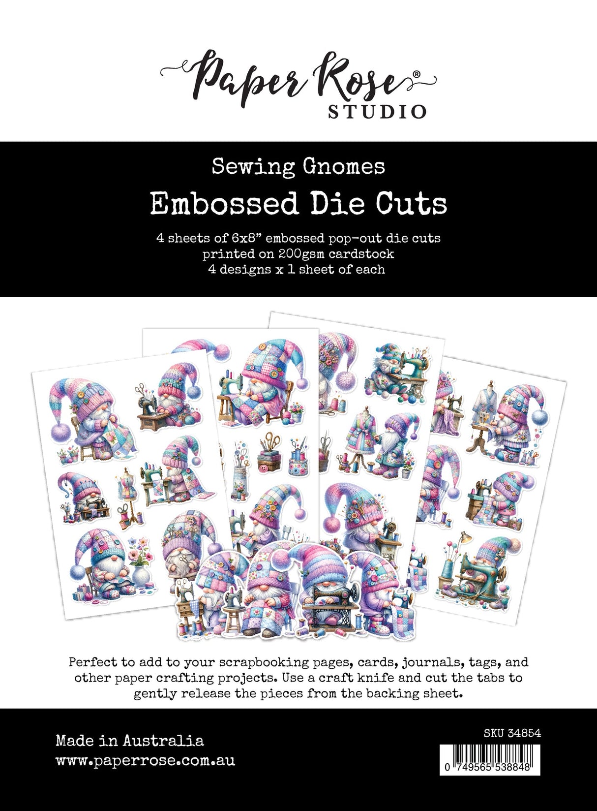 Sewing Gnomes Embossed Die Cuts 34854 - Paper Rose Studio